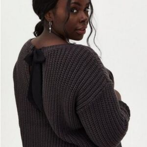 Torrid Tie Back Sweater Cable Knit Pullover
